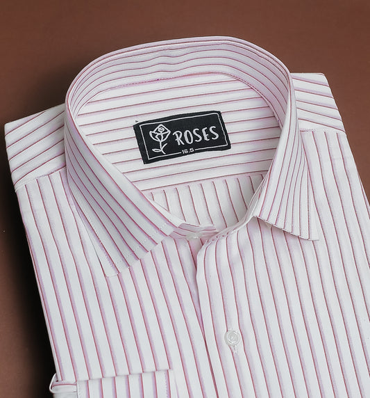 Pink and White Stripes in Egyptian Cotton