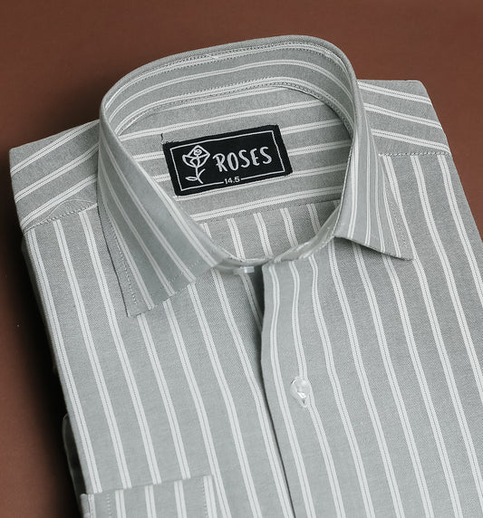 Mint Green And White Oxford Stripes