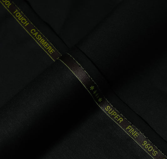 Plain Night Black, Wool Blend, Tropical Exclusive Suiting Fabric