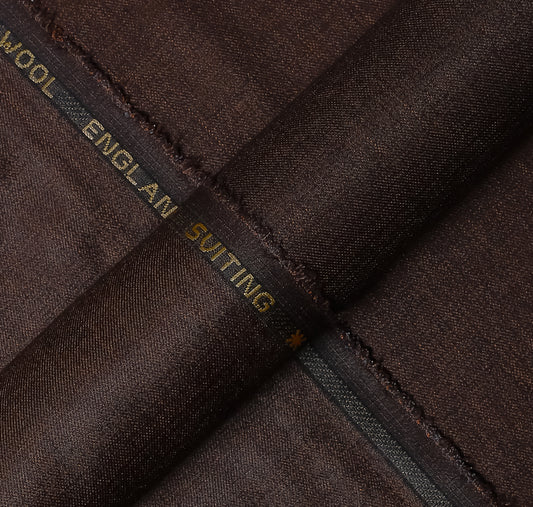 Brown Self Textured, Wool Blend, Tropical Exclusive Suiting Fabric