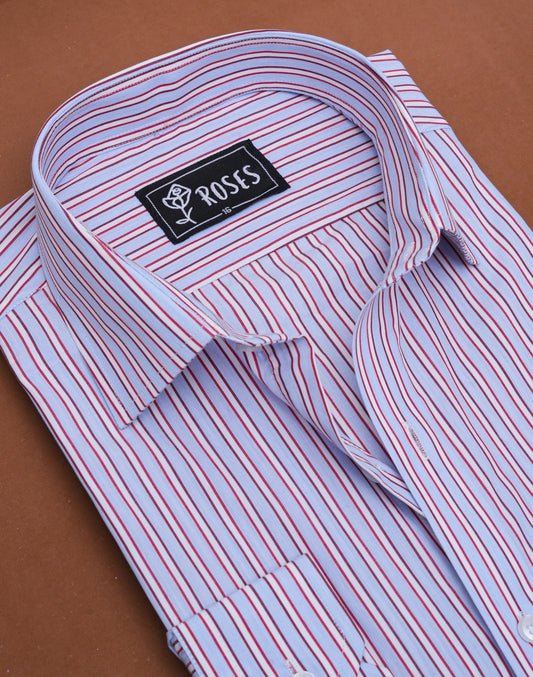 Red And Blue Stripes Italian Cotton