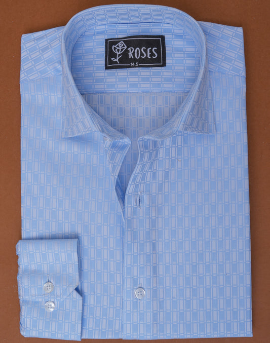 Textured Checks In Soft Blue