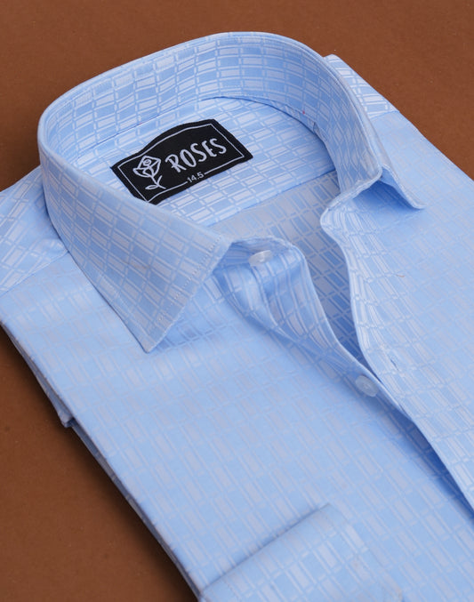 Textured Checks In Soft Blue